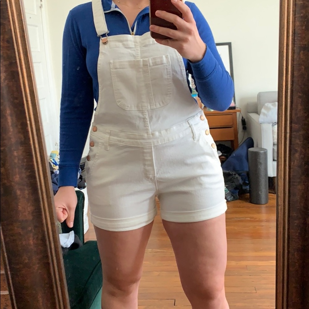 white overalls shorts, like new
